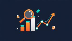 Rising bar and line charts with a magnifying glass representing accurate Xero sales reporting